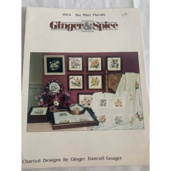Ginger & Spice Six Mini Florals Counted Cross Stitch book 8904 - Picture 3 of 4